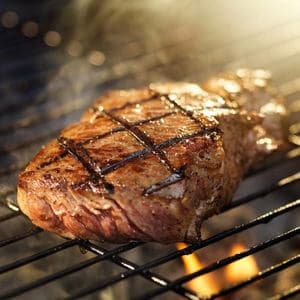 Grilled steak when camping